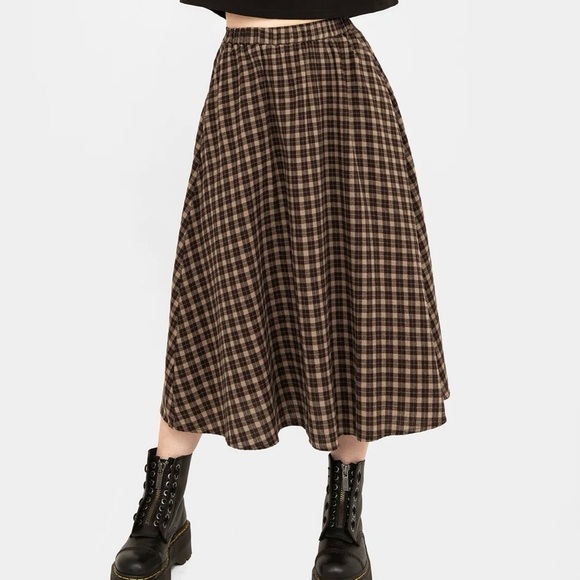 Disturbia Terra Cotton Check Midi Skirt New - Picture 9 of 9